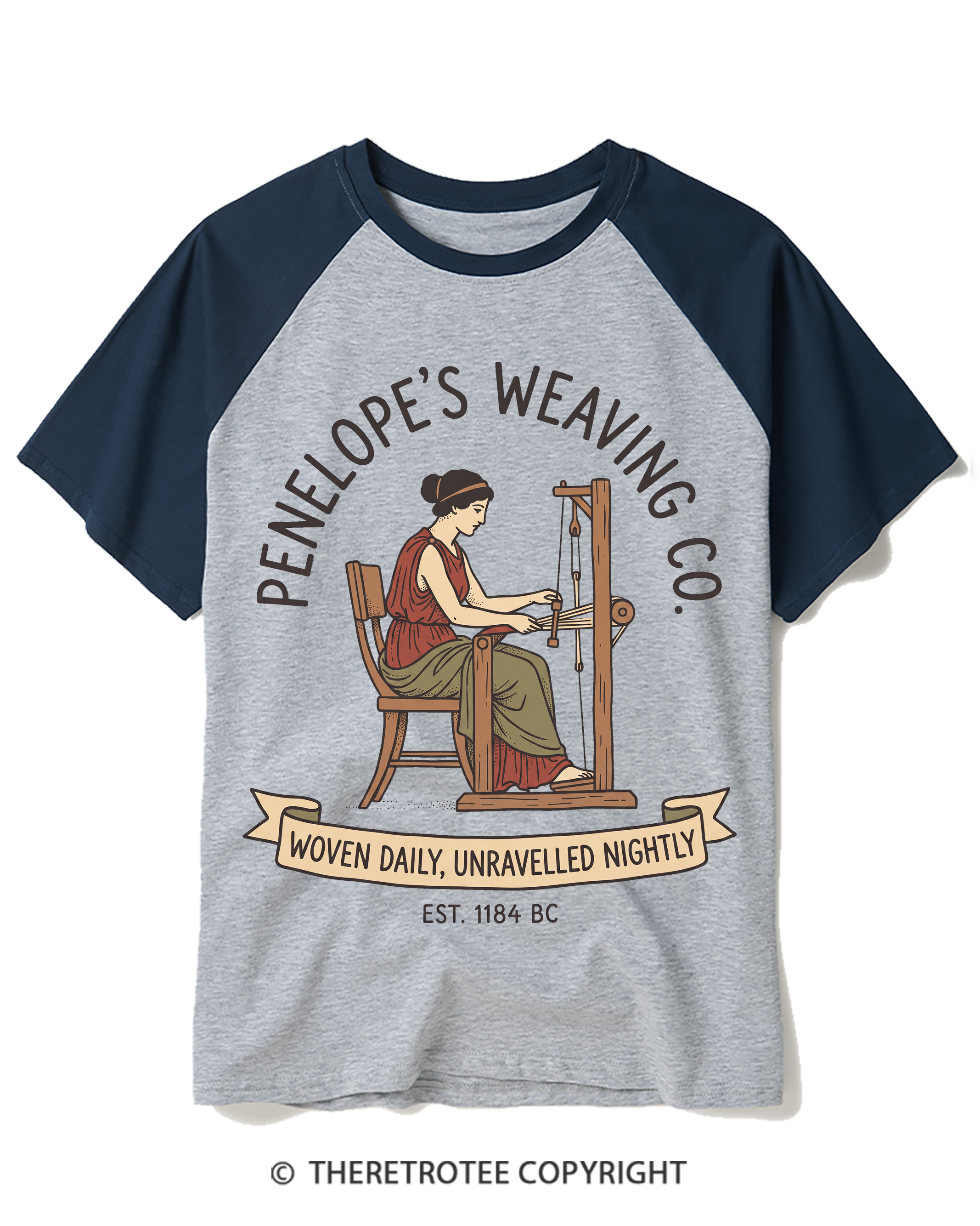 TheRetroTee Vintage Odyssey Woven Daily Raglan Baseball T-Shirt