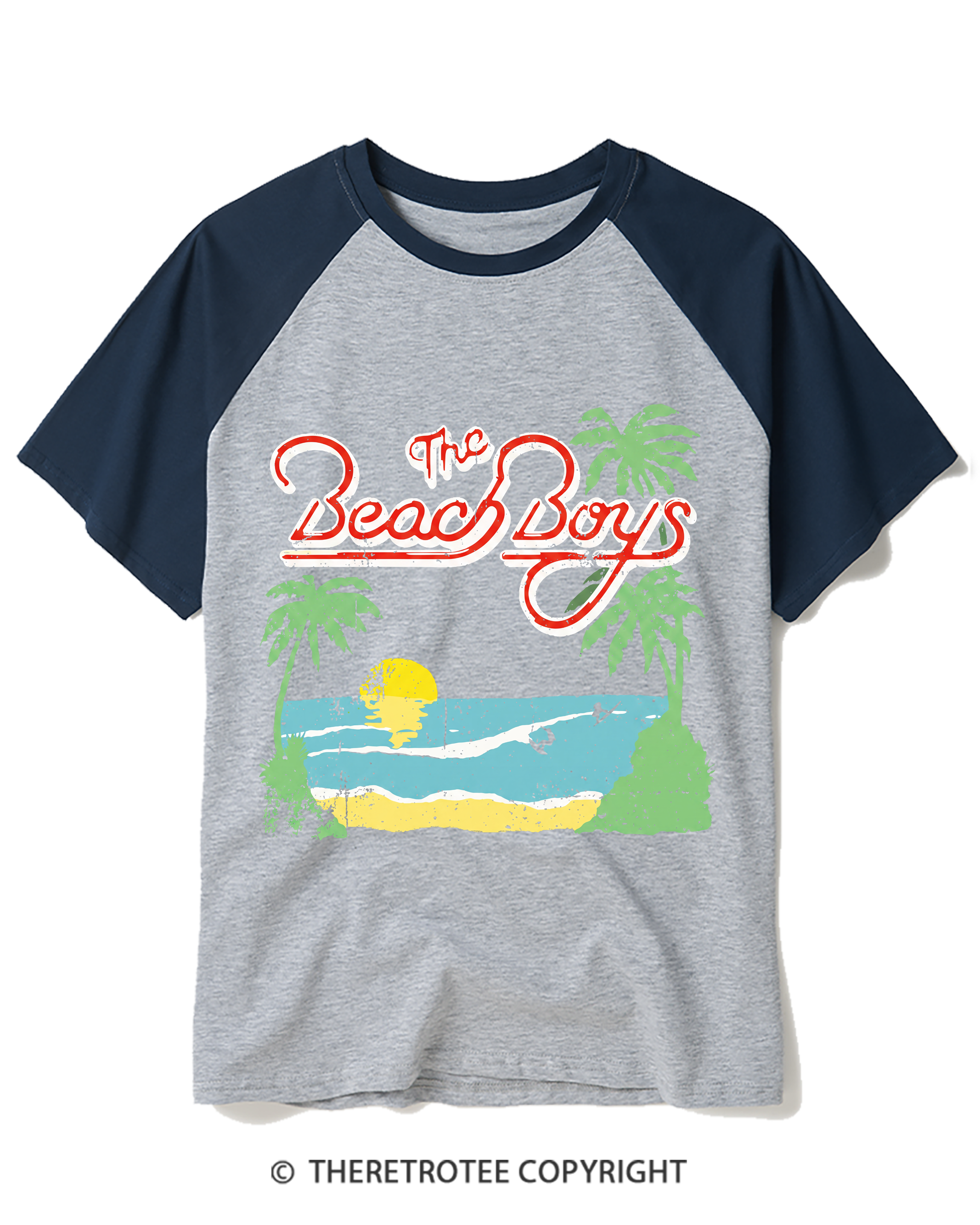 TheRetroTee The Beach Boys Vintage Surf Raglan Baseball T-Shirt