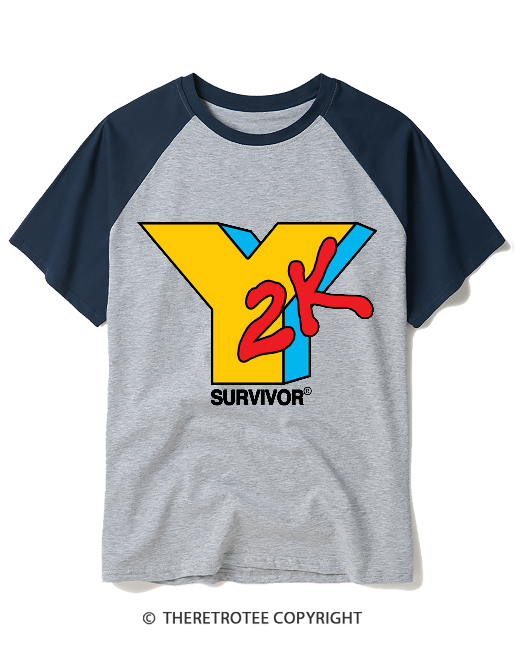 TheRetroTee Y2K SURVIVOR Raglan Baseball T-Shirt