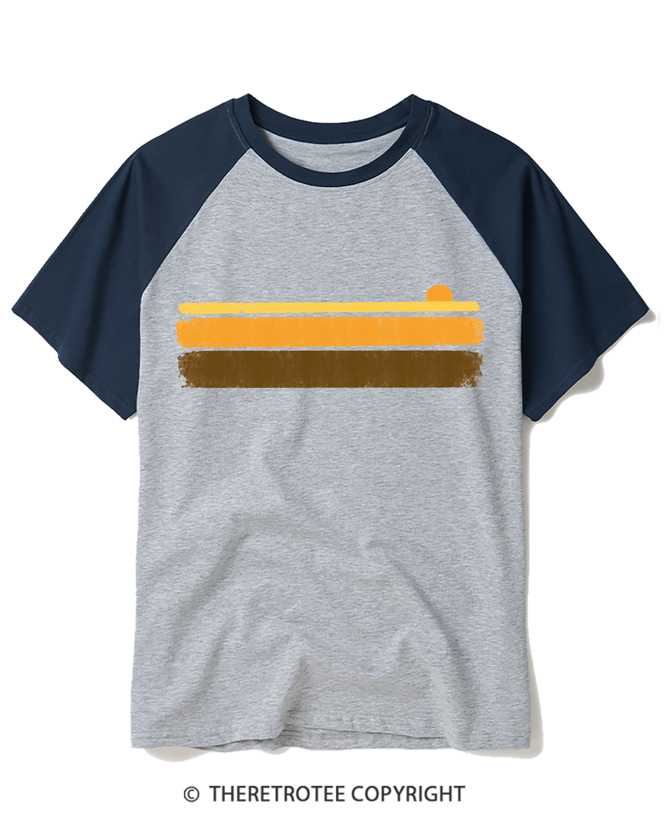 TheRetroTee Retro 70s Summer Stripes Raglan Baseball T-Shirt