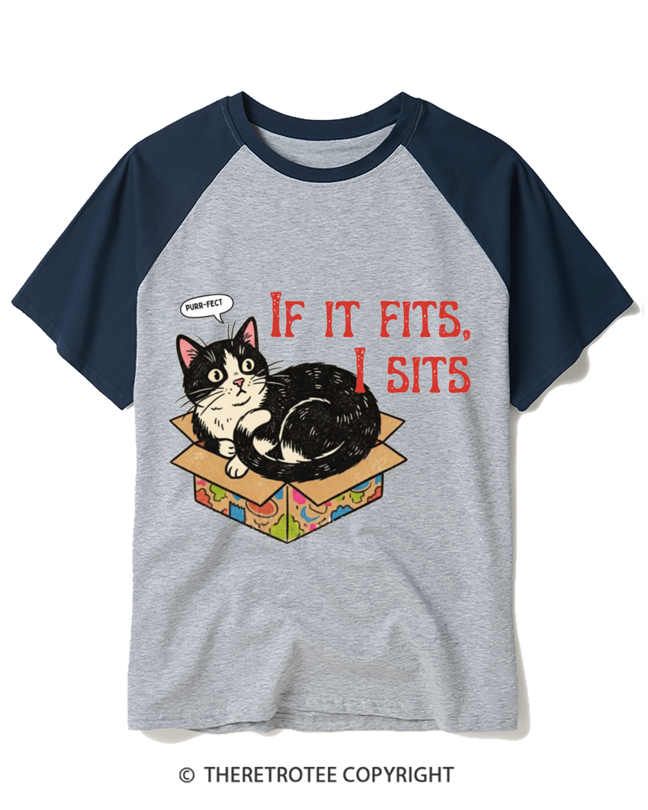 TheRetroTee If It Fits I Sits Raglan Baseball T-Shirt