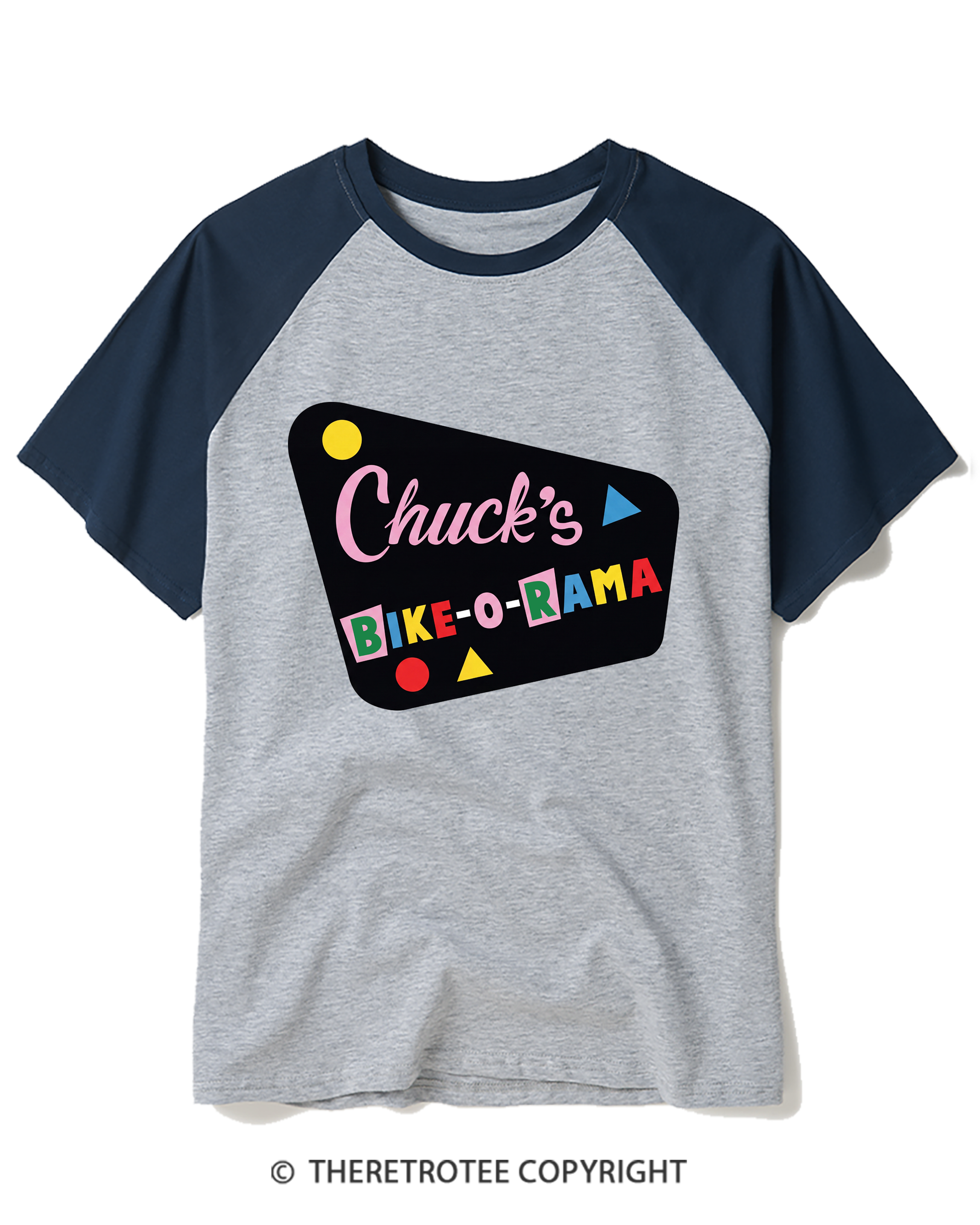 TheRetroTee Chuck’s Bike-O-Rama Raglan Baseball T-Shirt