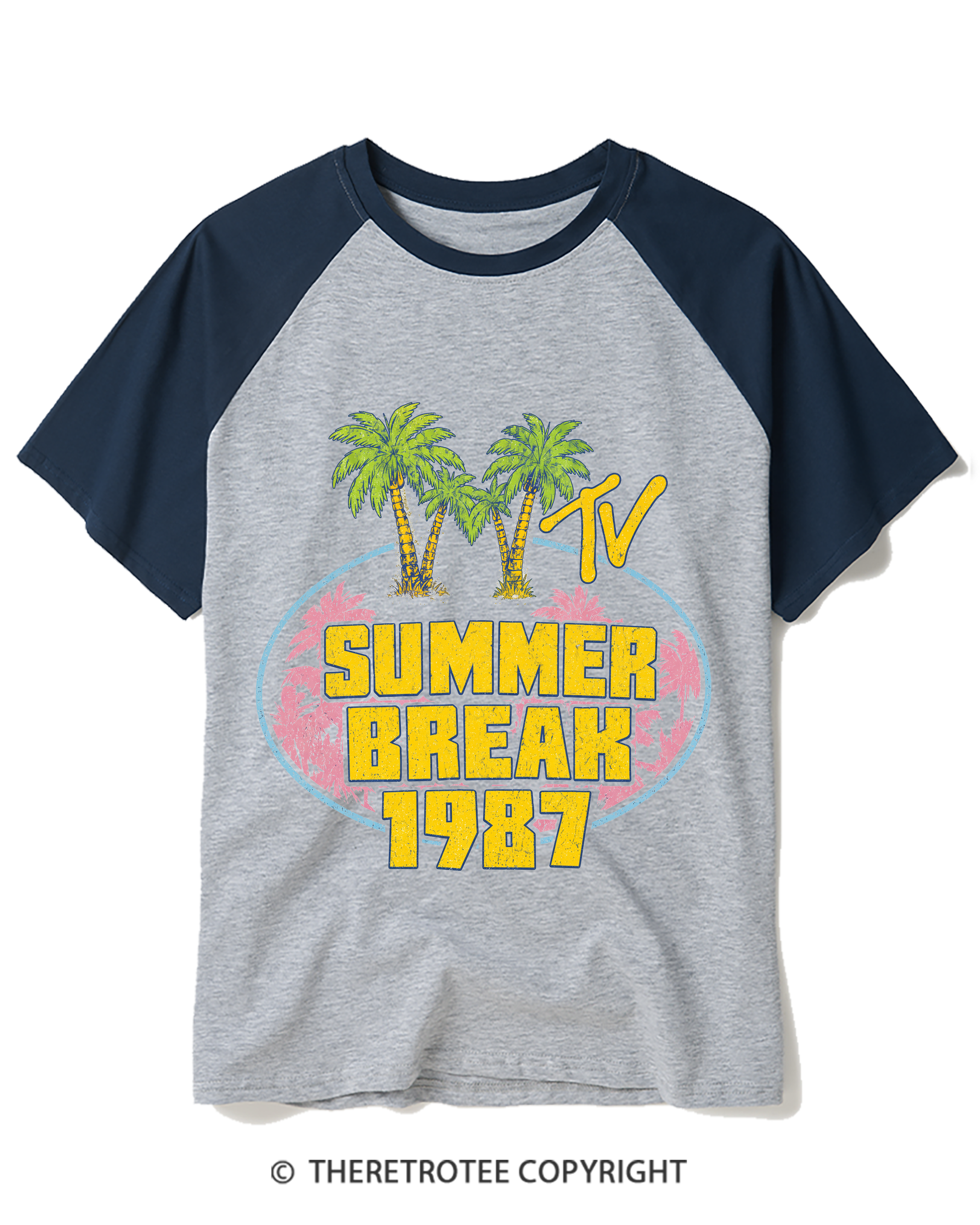 TheRetroTee Summer Break 1987 Raglan Baseball T-Shirt