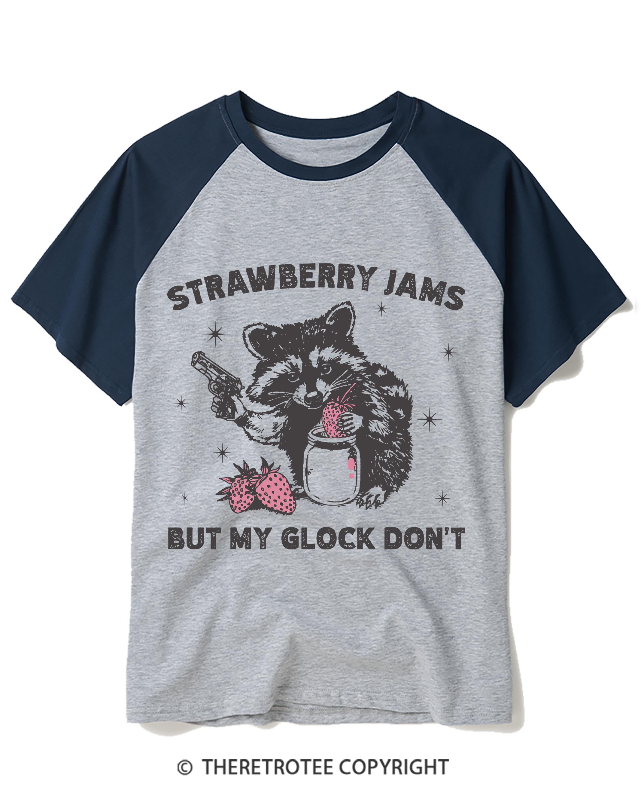 TheRetroTee Strawberry Jams Raglan Baseball T-Shirt