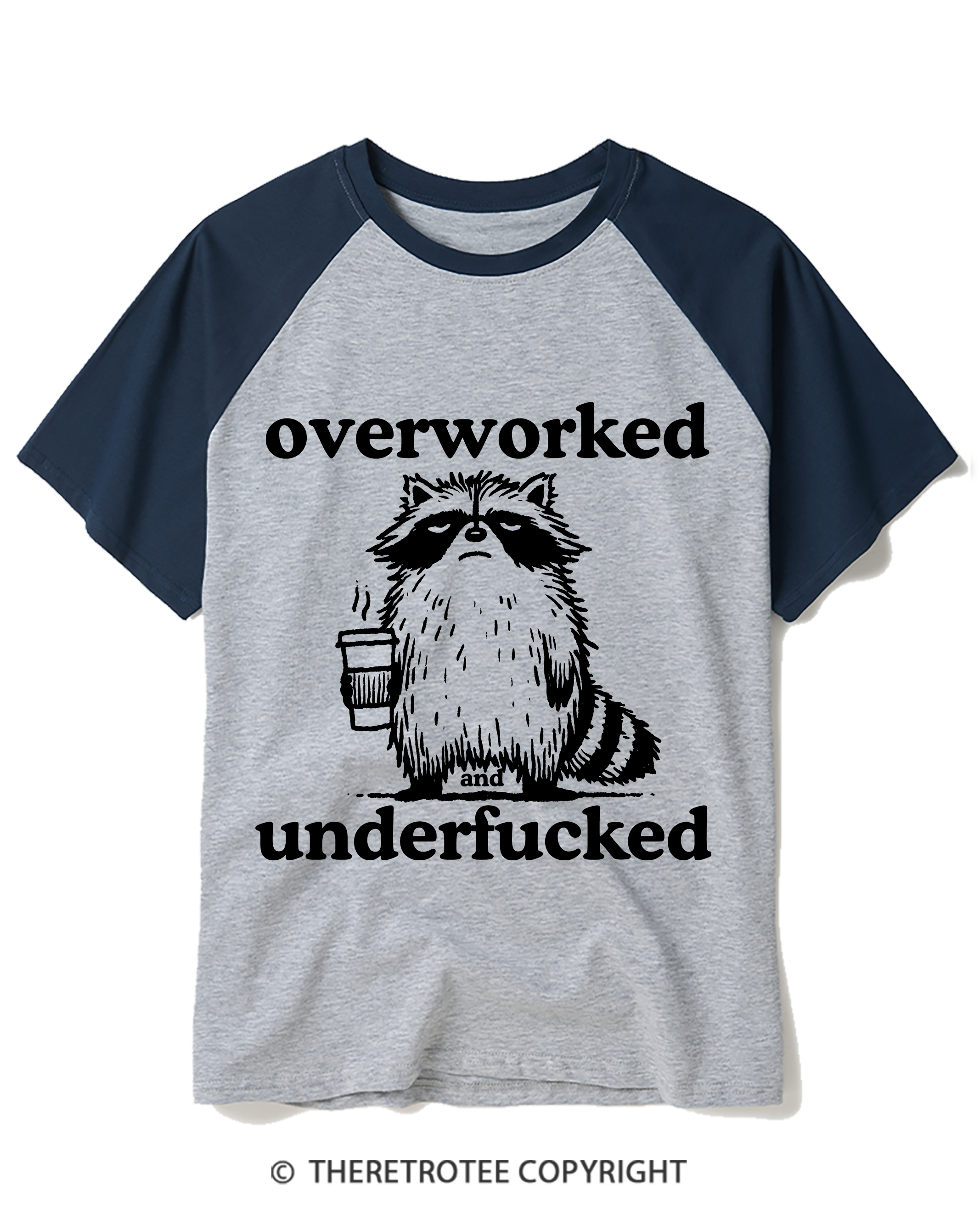 TheRetroTee Overworked And Underfucked Raglan Baseball T-Shirt