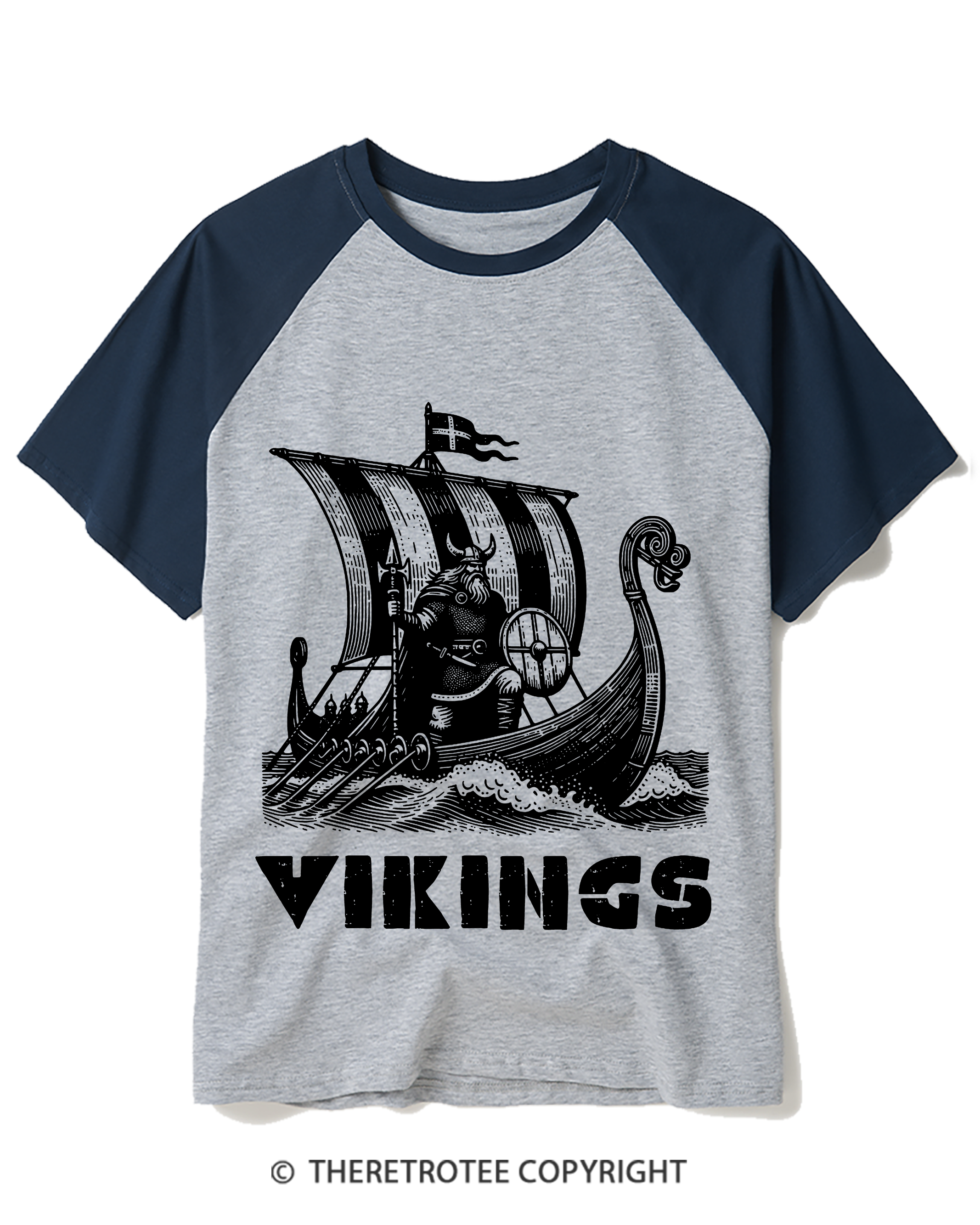 TheRetroTee Vikings Raglan Baseball T-Shirt