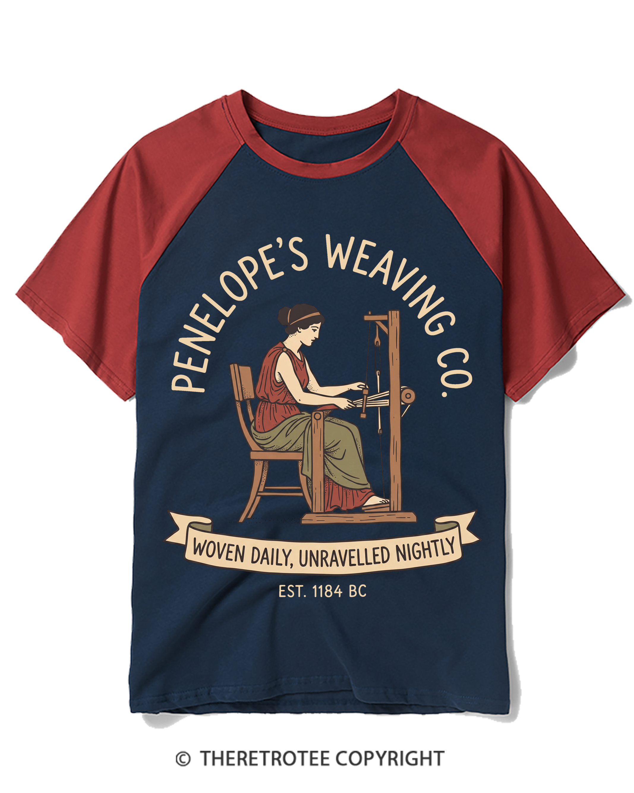 TheRetroTee Vintage Odyssey Woven Daily Raglan Baseball T-Shirt