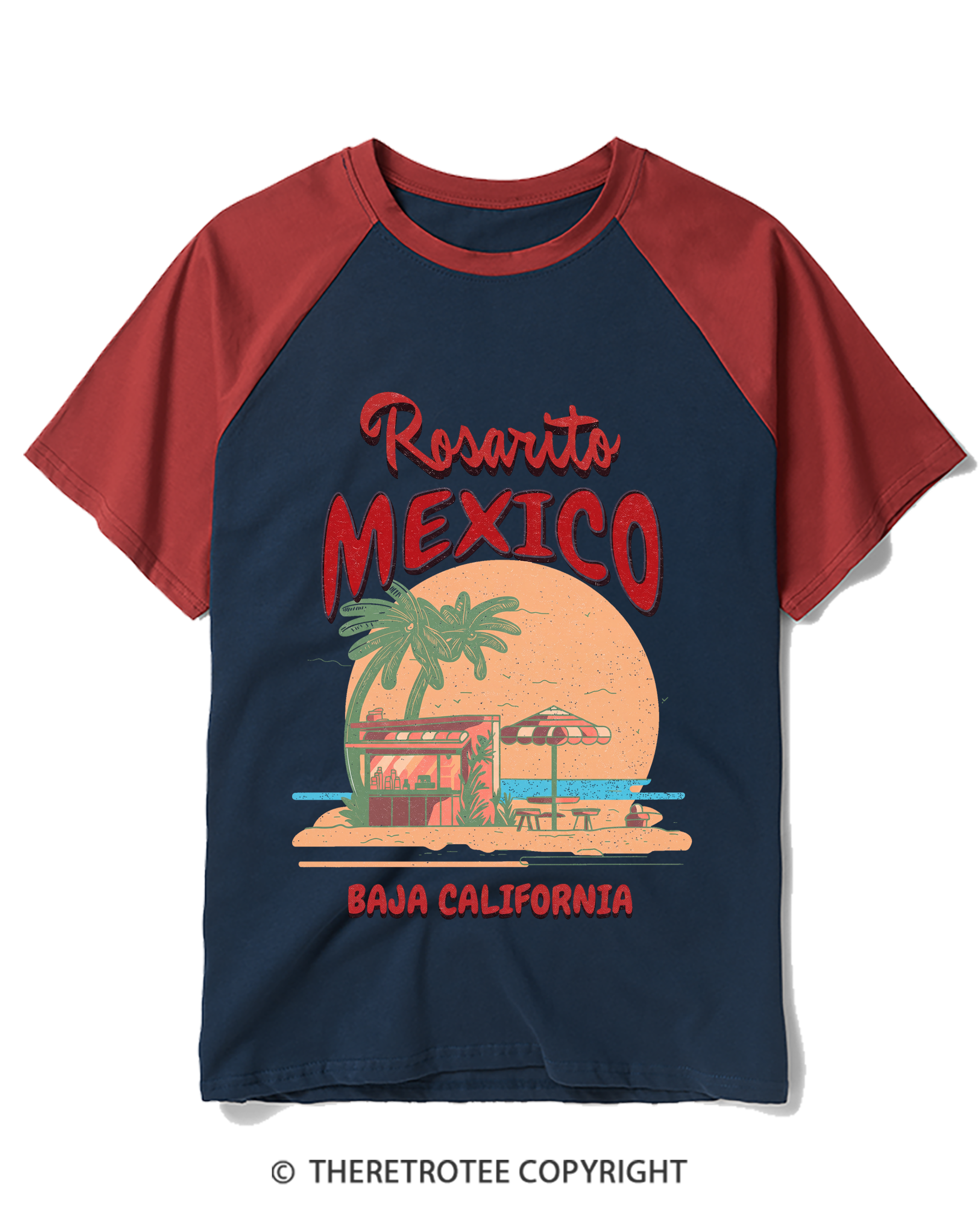 TheRetroTee Folly Beach Bronco Life Raglan Baseball T-Shirt