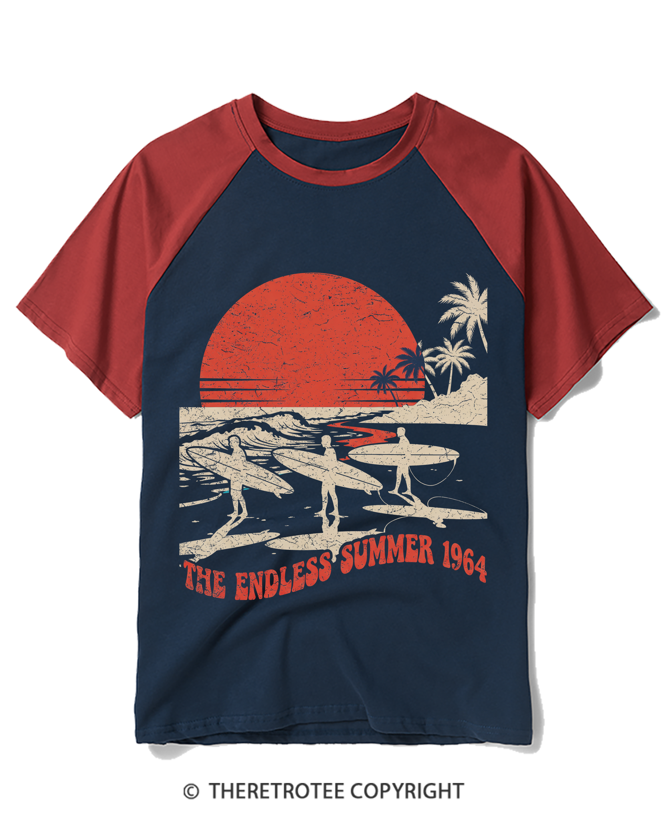 TheRetroTee The Endless Summer 1964Raglan Baseball T-Shirt