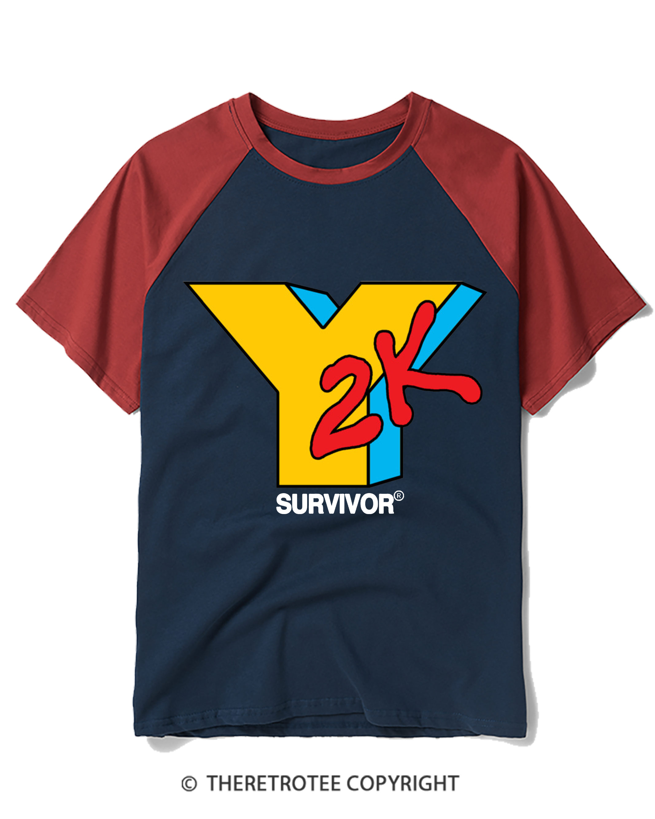 TheRetroTee Y2K SURVIVOR Raglan Baseball T-Shirt