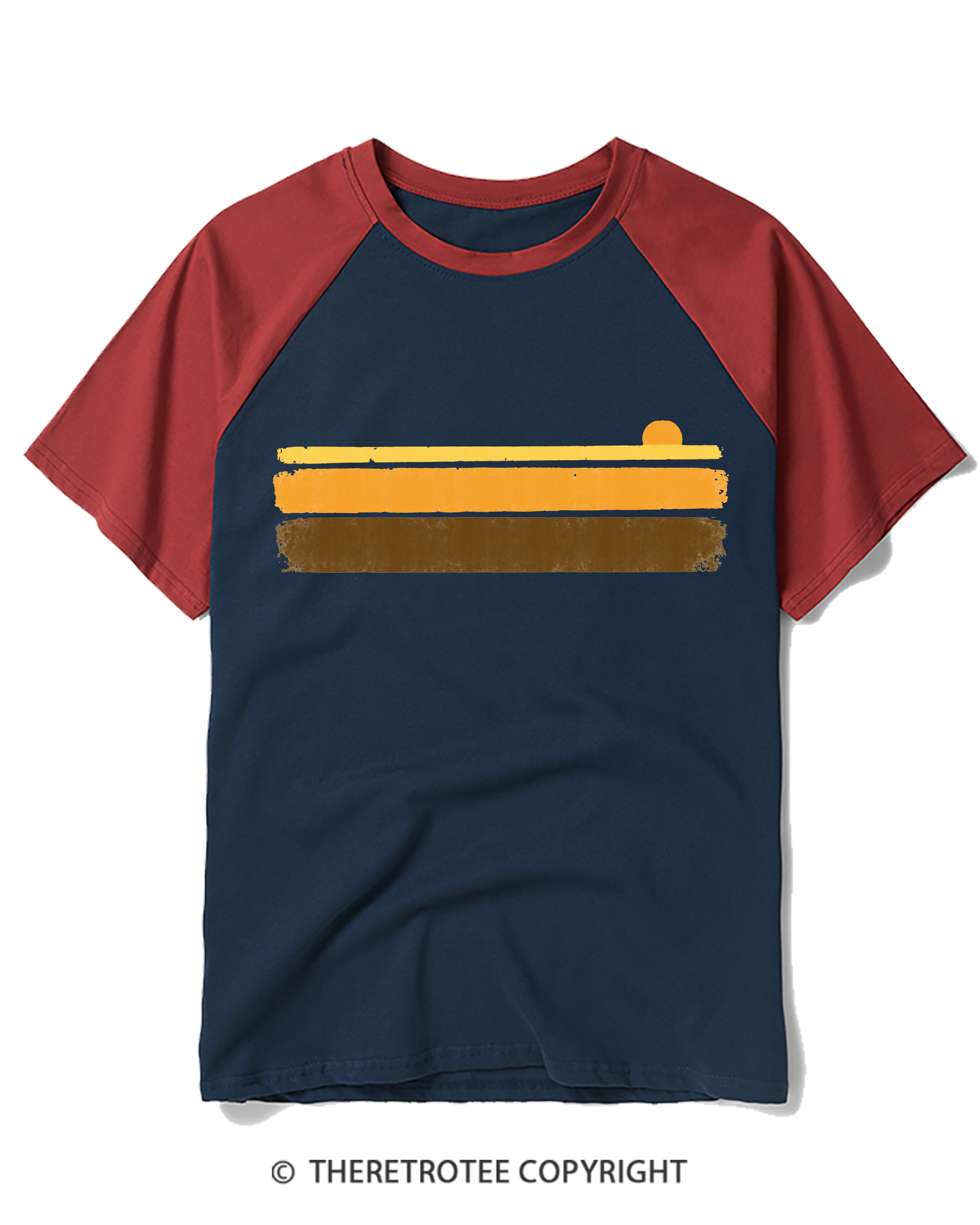 TheRetroTee Retro 70s Summer Stripes Raglan Baseball T-Shirt