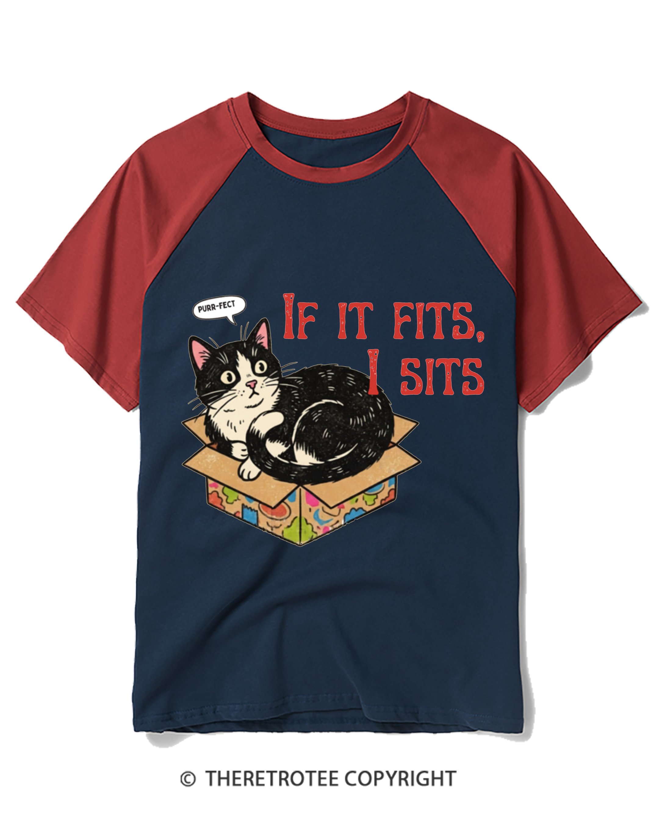 TheRetroTee If It Fits I Sits Raglan Baseball T-Shirt
