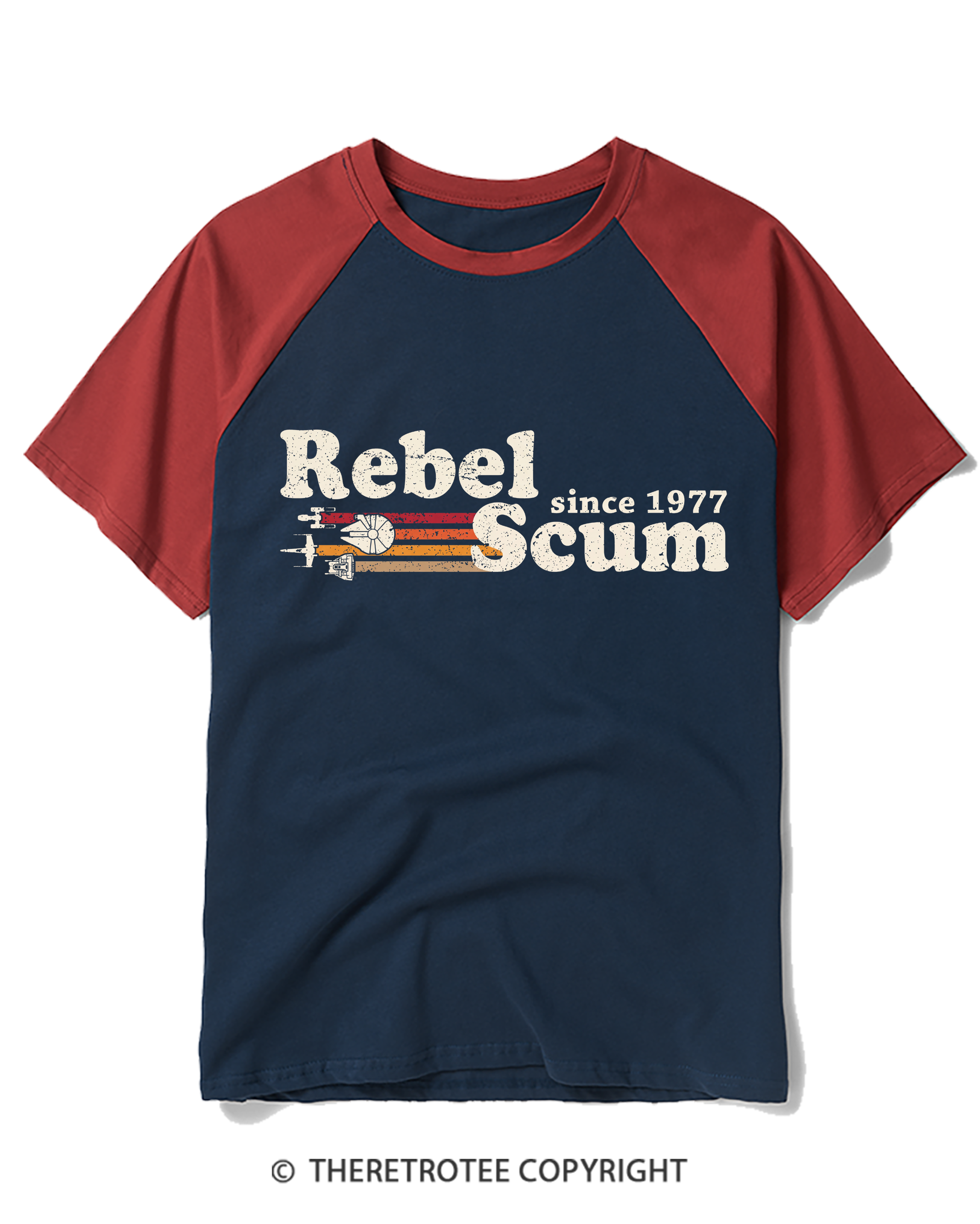 TheRetroTee Rebel Scum Since 1977 Raglan Baseball T-Shirt