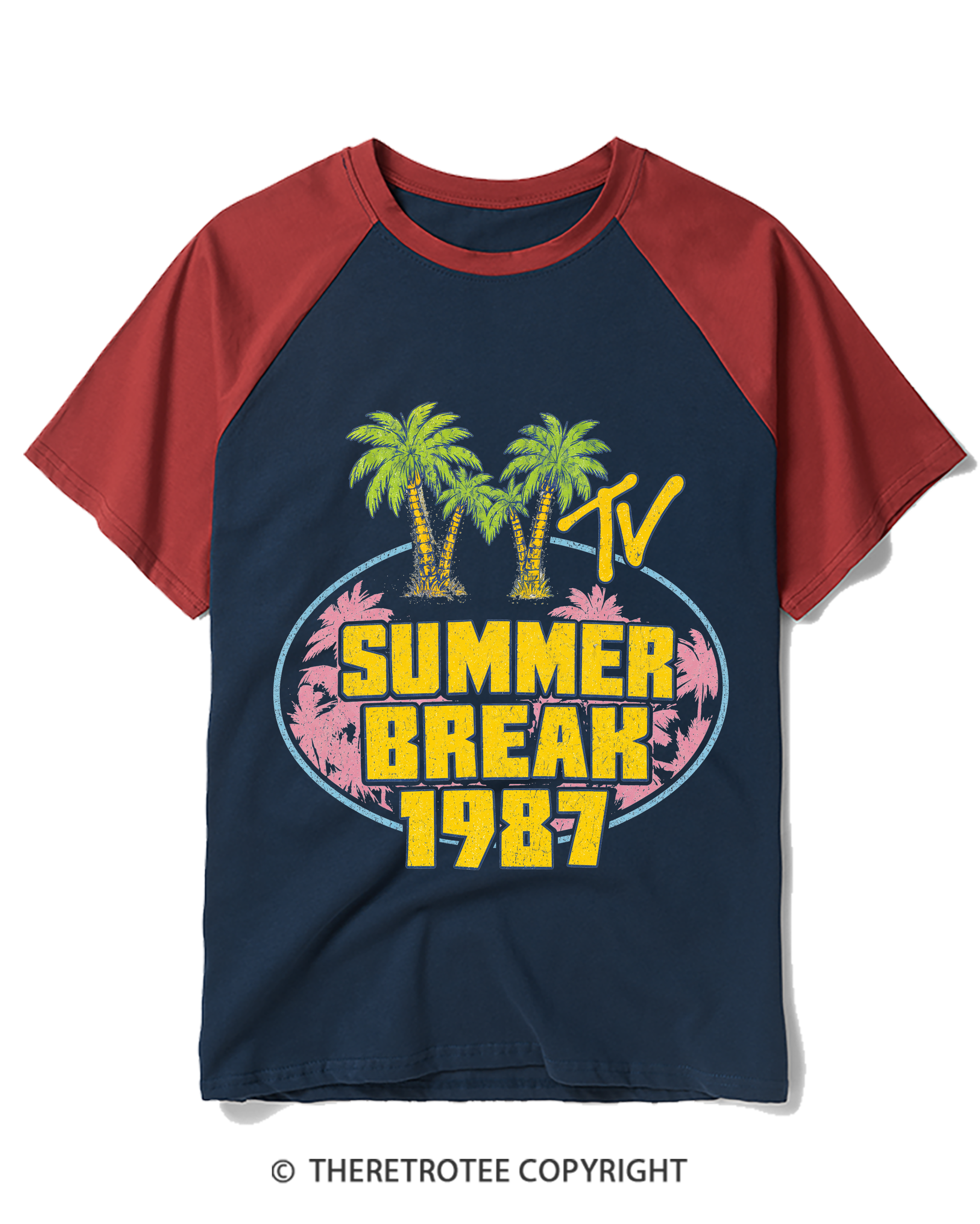 TheRetroTee Summer Break 1987 Raglan Baseball T-Shirt