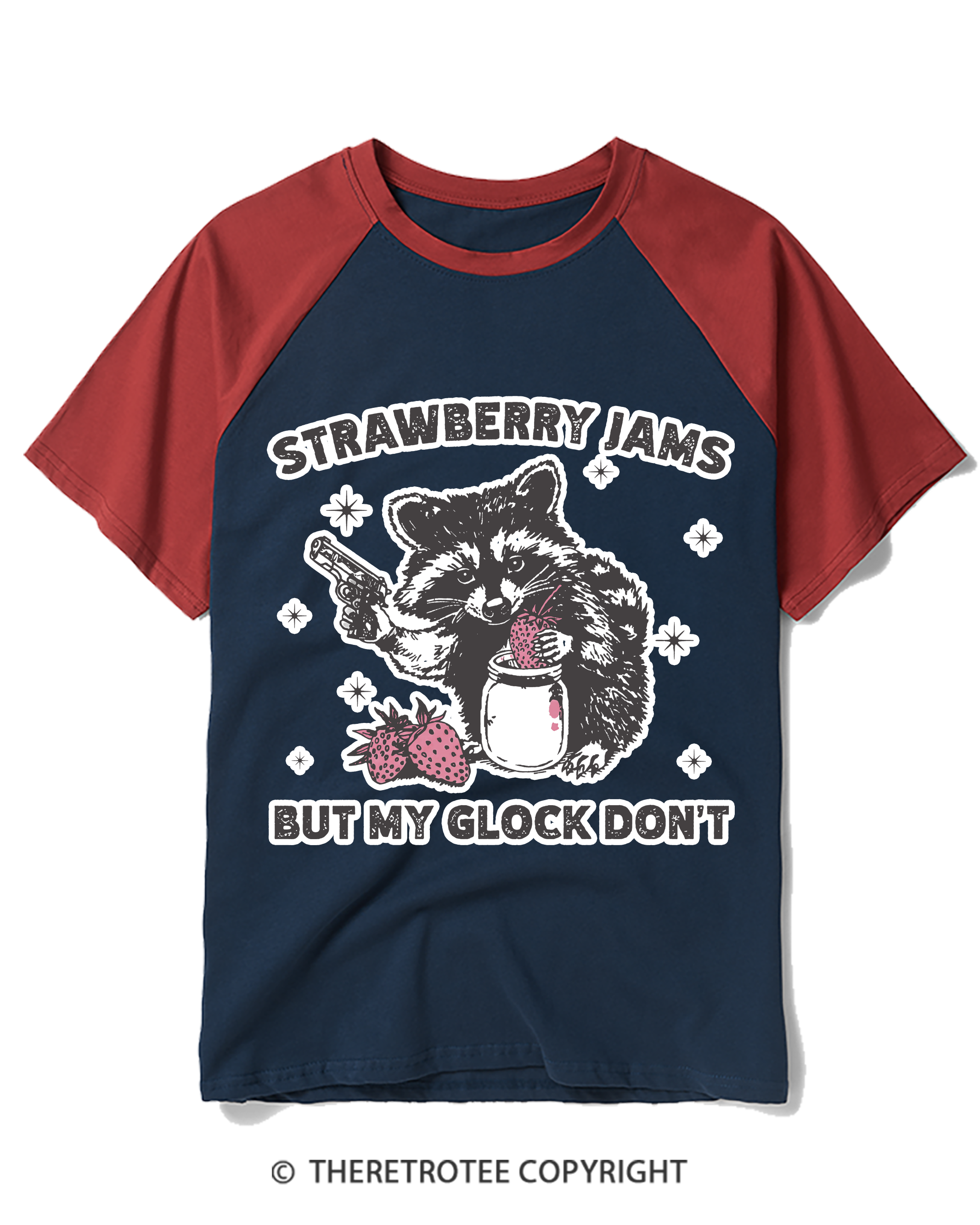 TheRetroTee Strawberry Jams Raglan Baseball T-Shirt