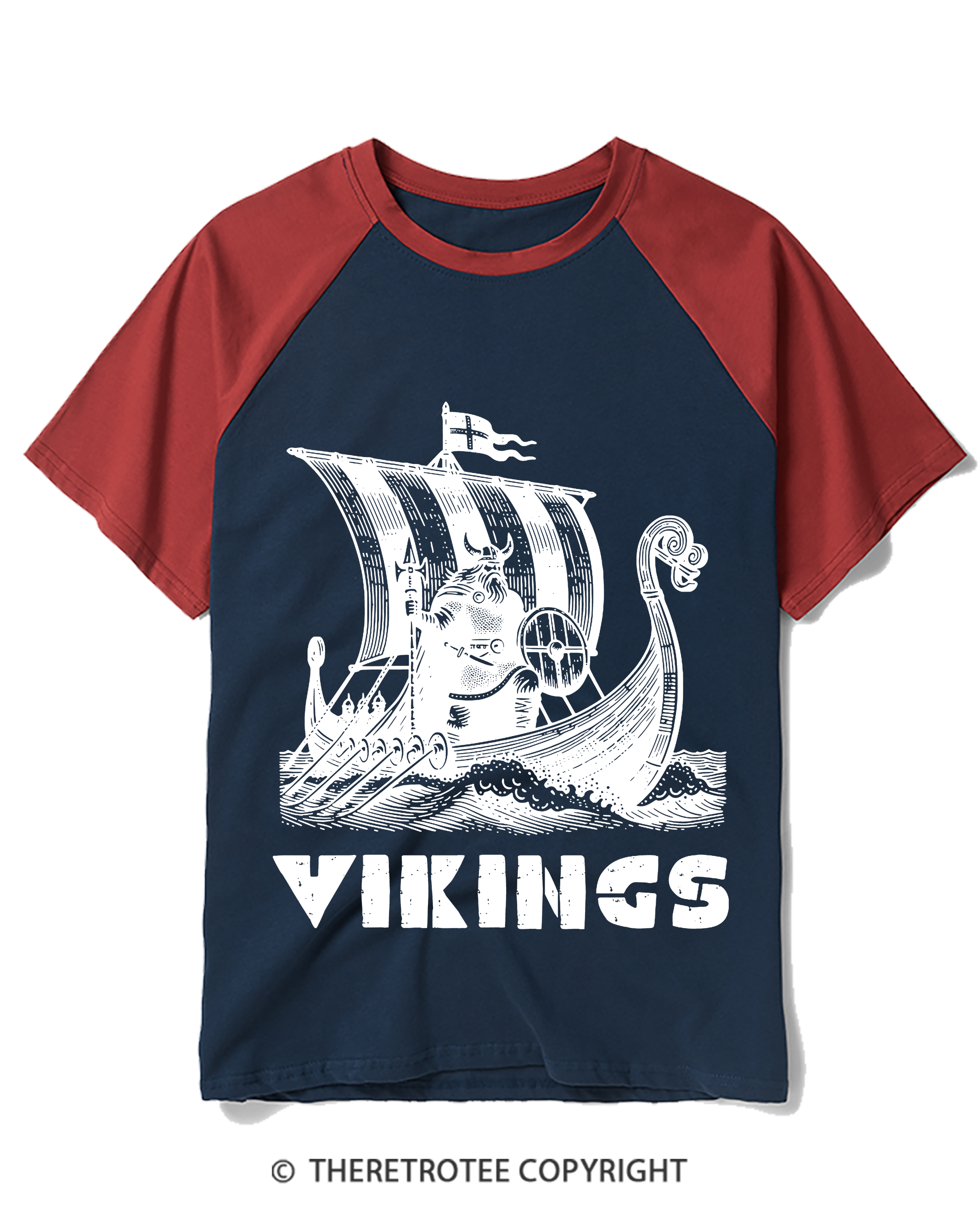 TheRetroTee Vikings Raglan Baseball T-Shirt