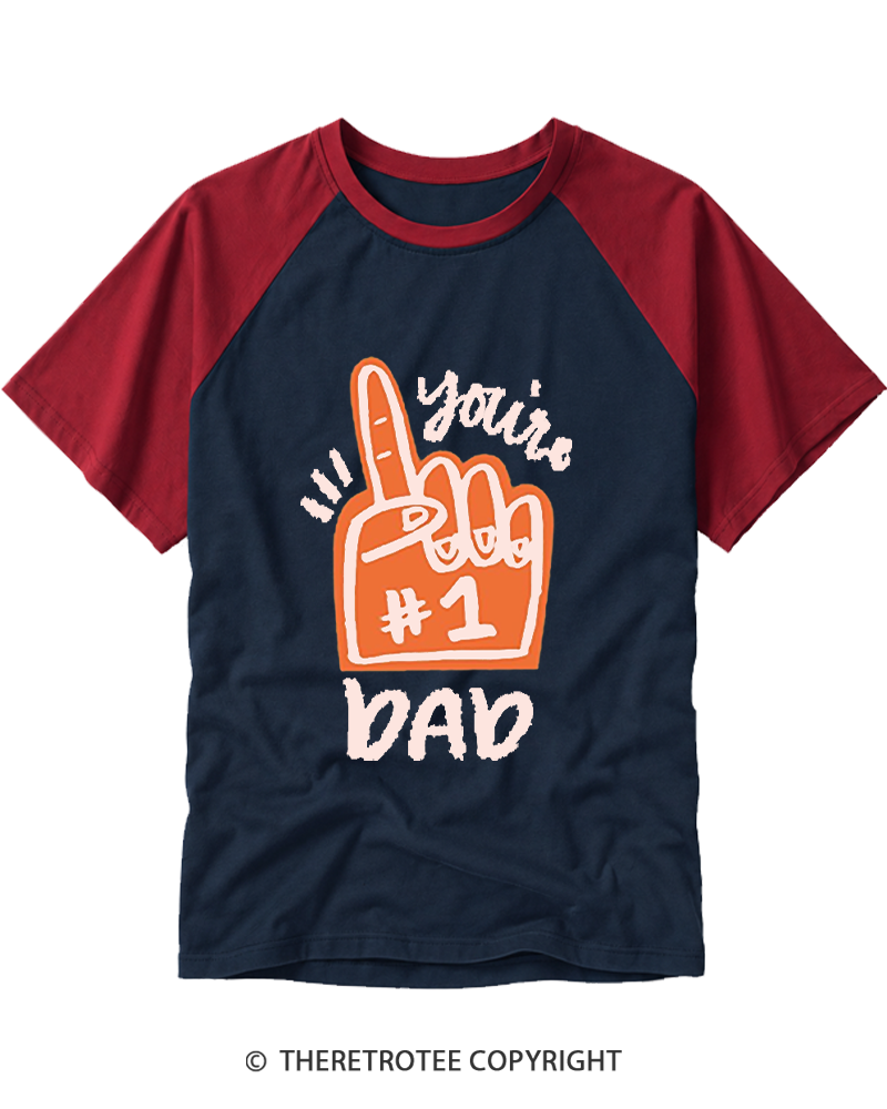 TheRetroTee You're #1 Dad 1990s Raglan Baseball T-Shirt