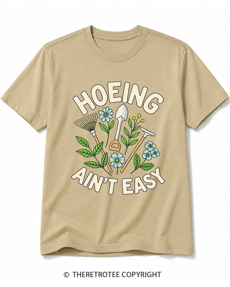 TheRetroTee Hoeing Ain’t Easy 1970s Cotton T-Shirt