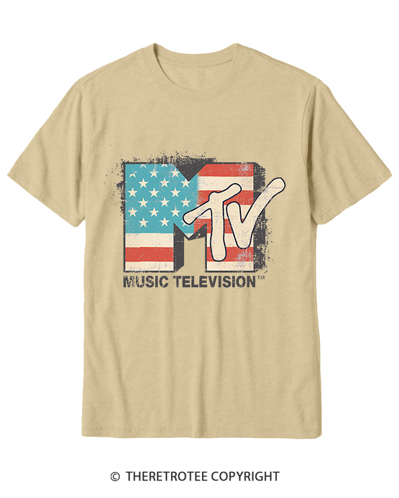 TheRetroTee American Flag Logo 1980s Cotton T-Shirt