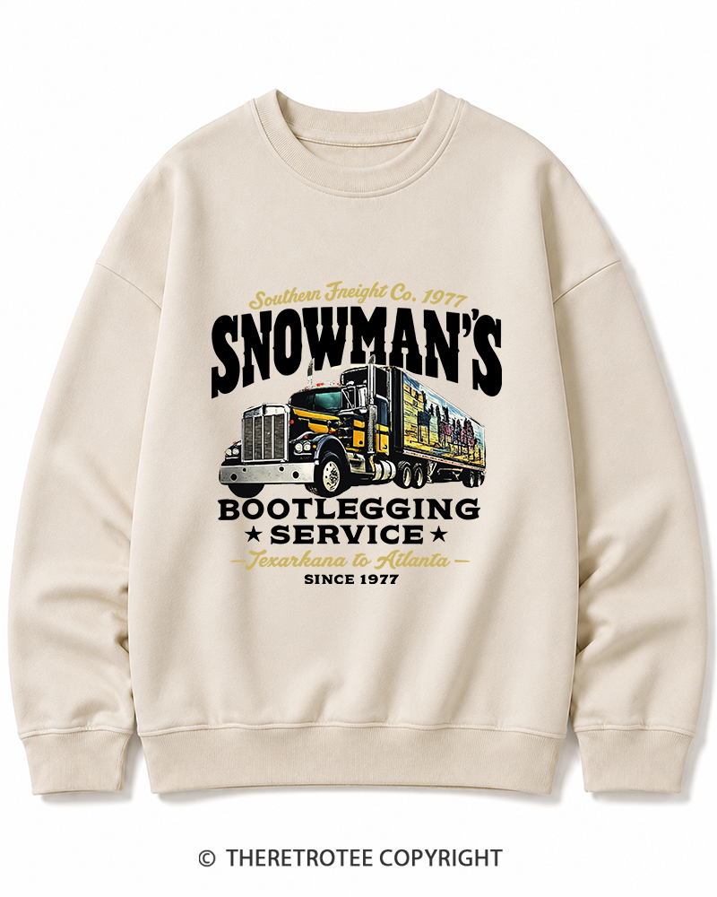 TheRetroTee Snowman's Bootlegging Service 1970s Cotton Sweatshirt