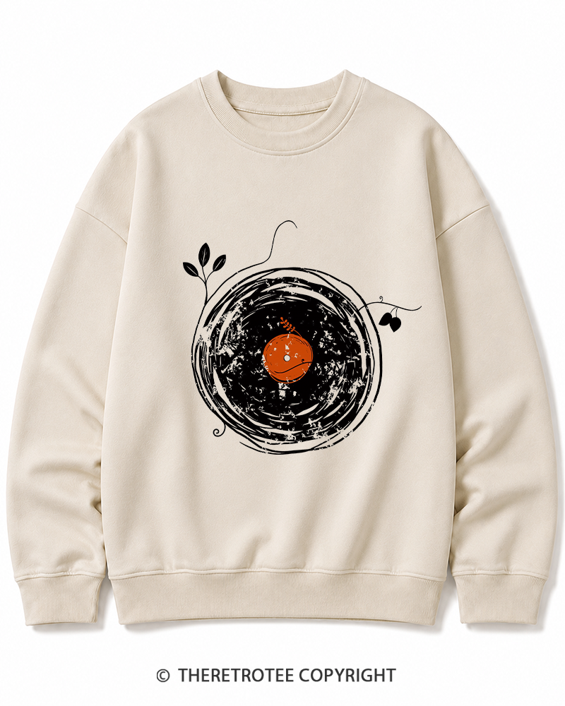 TheRetroTee Enchanting Vinyl Records 1970s Cotton Sweatshirt