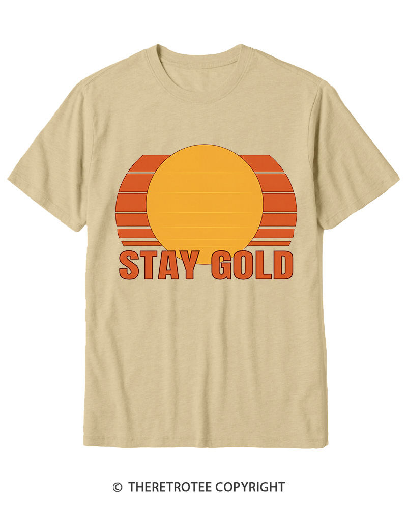 TheRetroTee Stay Gold 1980s Cotton T-Shirt