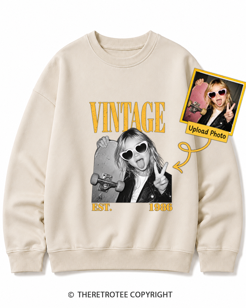 TheRetroTee Personalized My First Skateboard 1986 Sweatshirt
