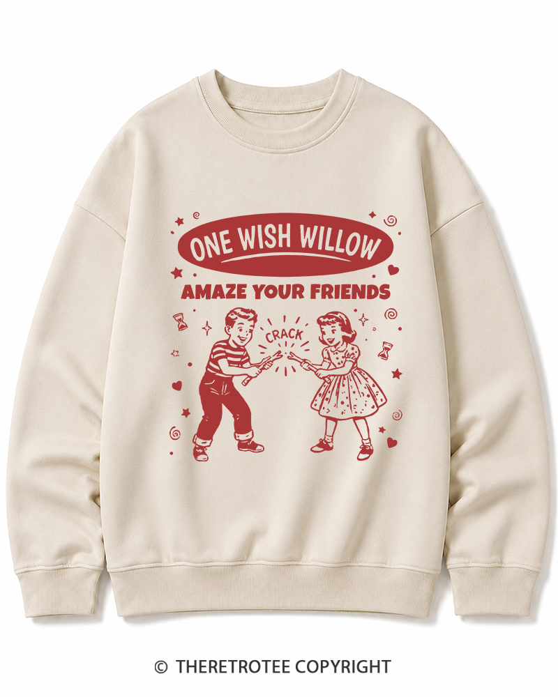 TheRetroTee One Wish Willow Vintage Halloween Cotton Sweatshirt
