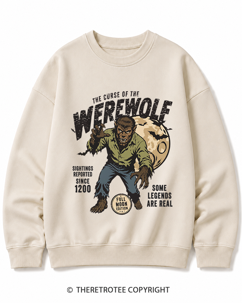 TheRetroTee Werewolf Cult Classic Halloween Horror Movie 1990s Halloween Cotton Sweatshirt