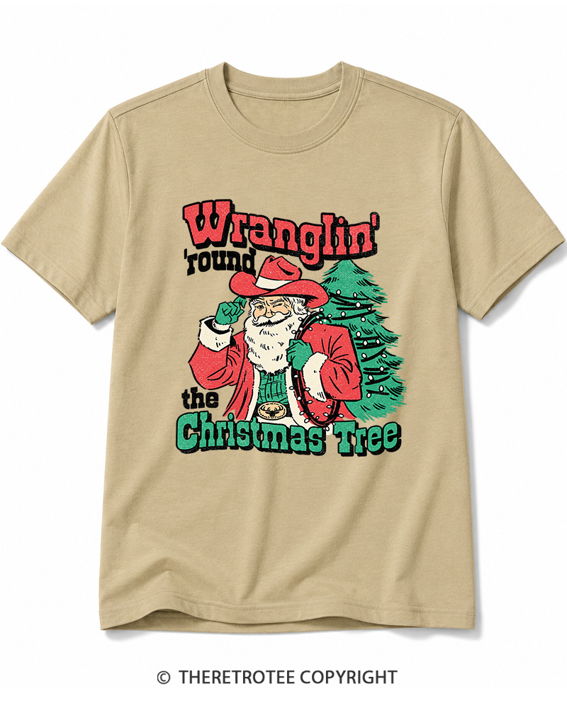 TheRetroTee Santa Wranglin Around 1970s Cotton T-Shirt