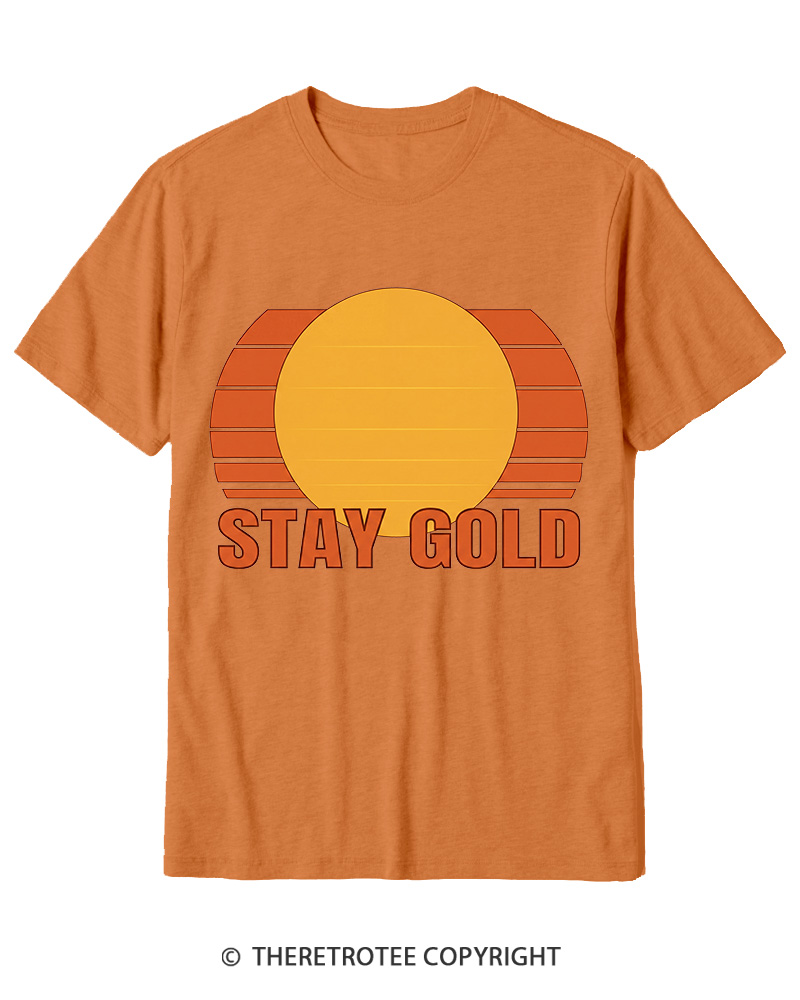 TheRetroTee Stay Gold 1980s Cotton T-Shirt