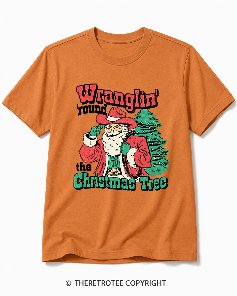 TheRetroTee Santa Wranglin Around 1970s Cotton T-Shirt