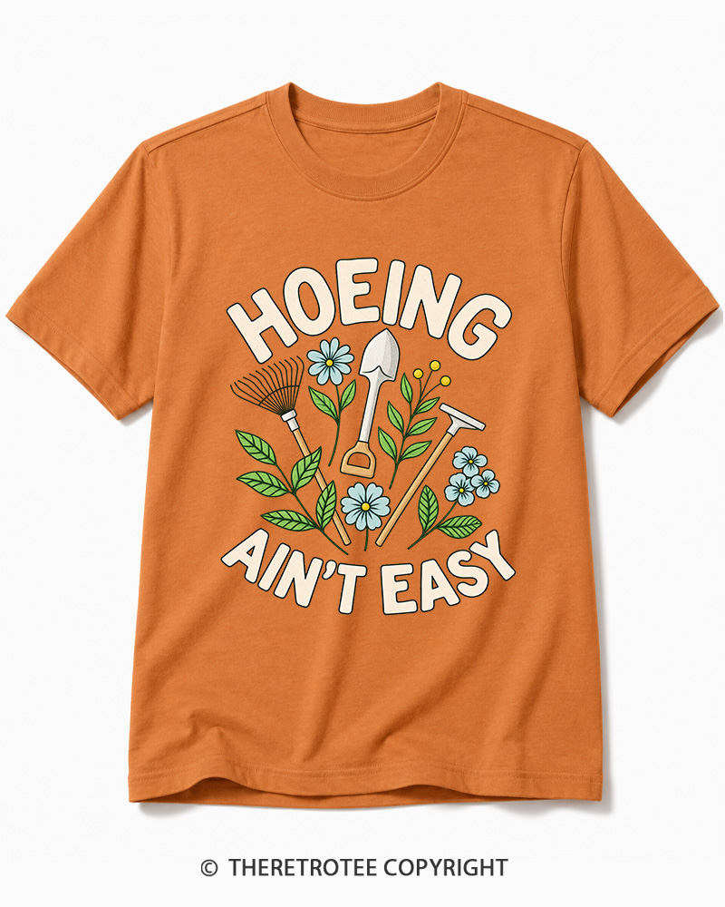 TheRetroTee Hoeing Ain’t Easy 1970s Cotton T-Shirt