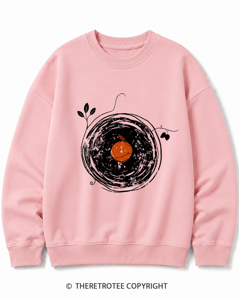 TheRetroTee Enchanting Vinyl Records 1970s Cotton Sweatshirt