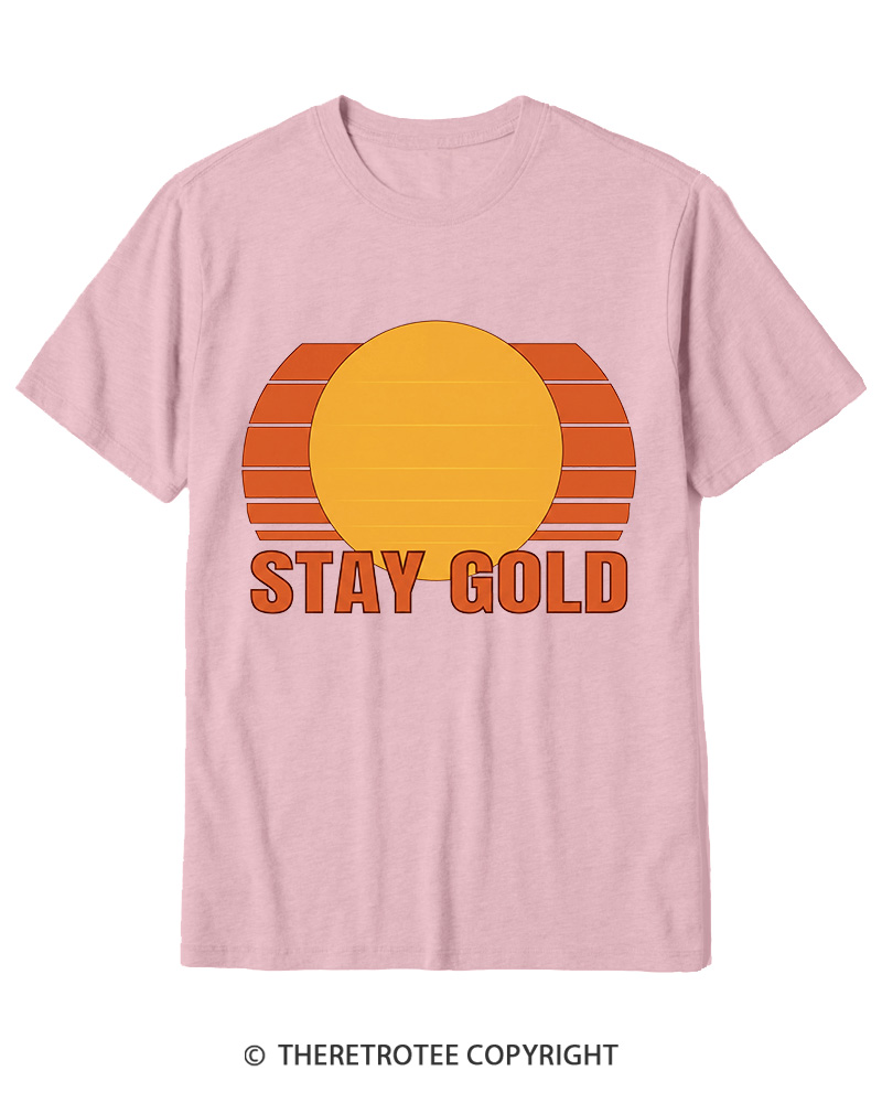 TheRetroTee Stay Gold 1980s Cotton T-Shirt