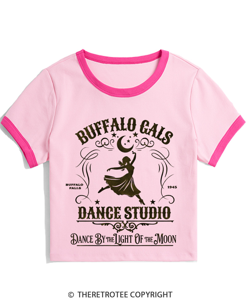 TheRetroTee Dance By The Light Of The Moon 1940s Christmas Women Ringer T-shirt