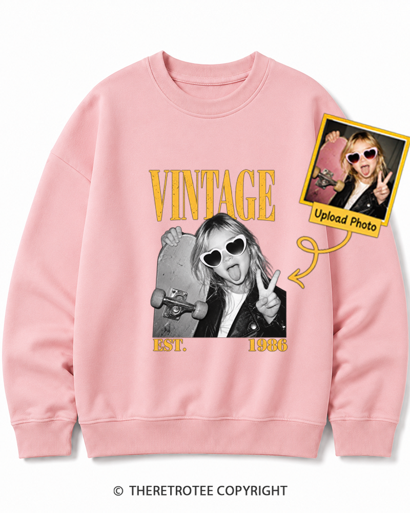 TheRetroTee Personalized My First Skateboard 1986 Sweatshirt
