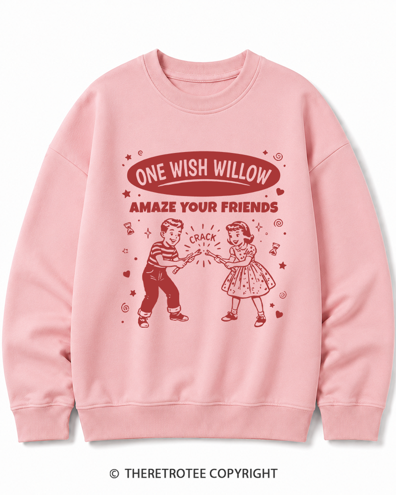 TheRetroTee One Wish Willow Vintage Halloween Cotton Sweatshirt