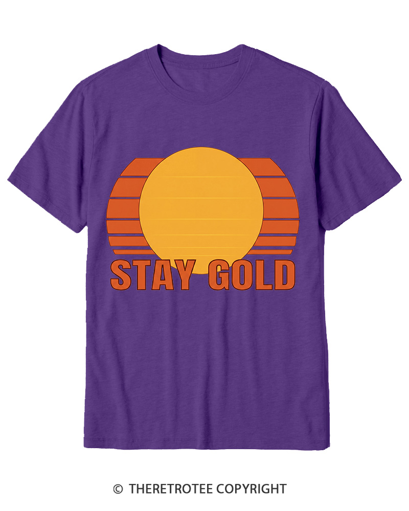 TheRetroTee Stay Gold 1980s Cotton T-Shirt