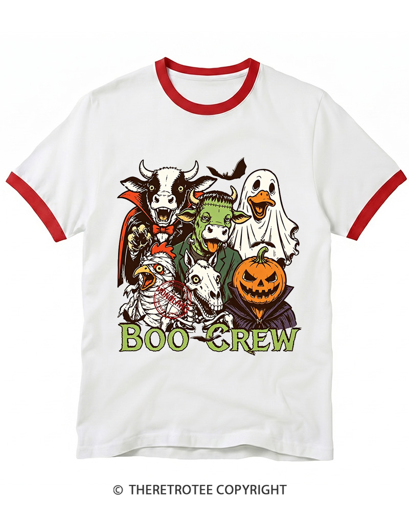 TheRetroTee Boo Crew 1970s Ringer T-shirt