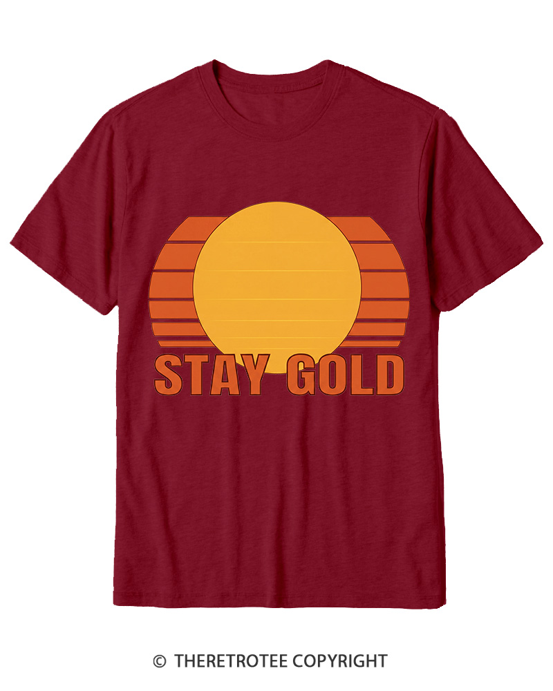 TheRetroTee Stay Gold 1980s Cotton T-Shirt