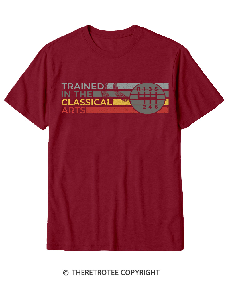 TheRetroTee Trained In The Classical Arts Speed Manual Transmission 1980s Cotton T-Shirt