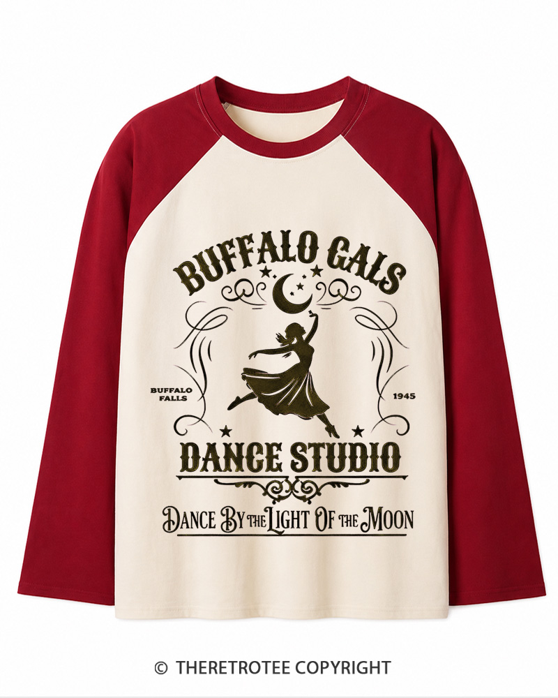 TheRetroTee Dance By The Light Of The Moon 1940s Christmas Long Sleeve Raglan T-Shirt