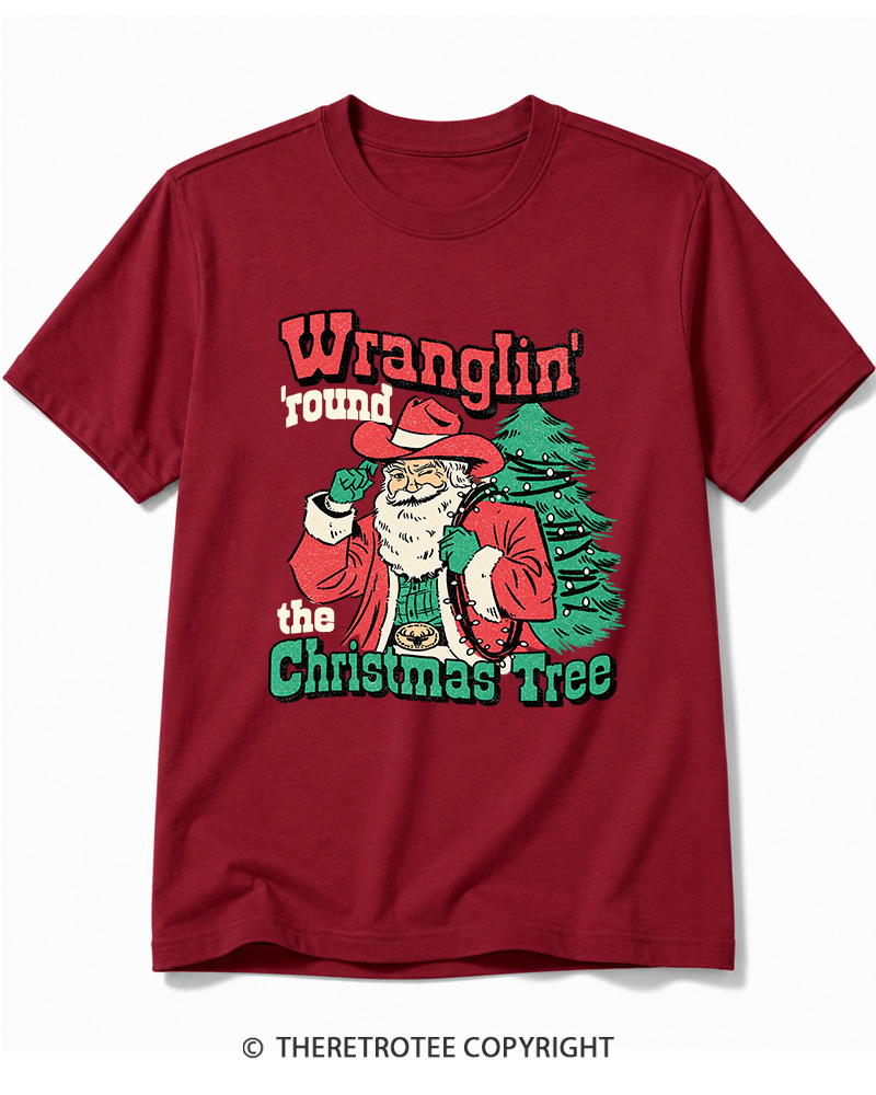 TheRetroTee Santa Wranglin Around 1970s Cotton T-Shirt