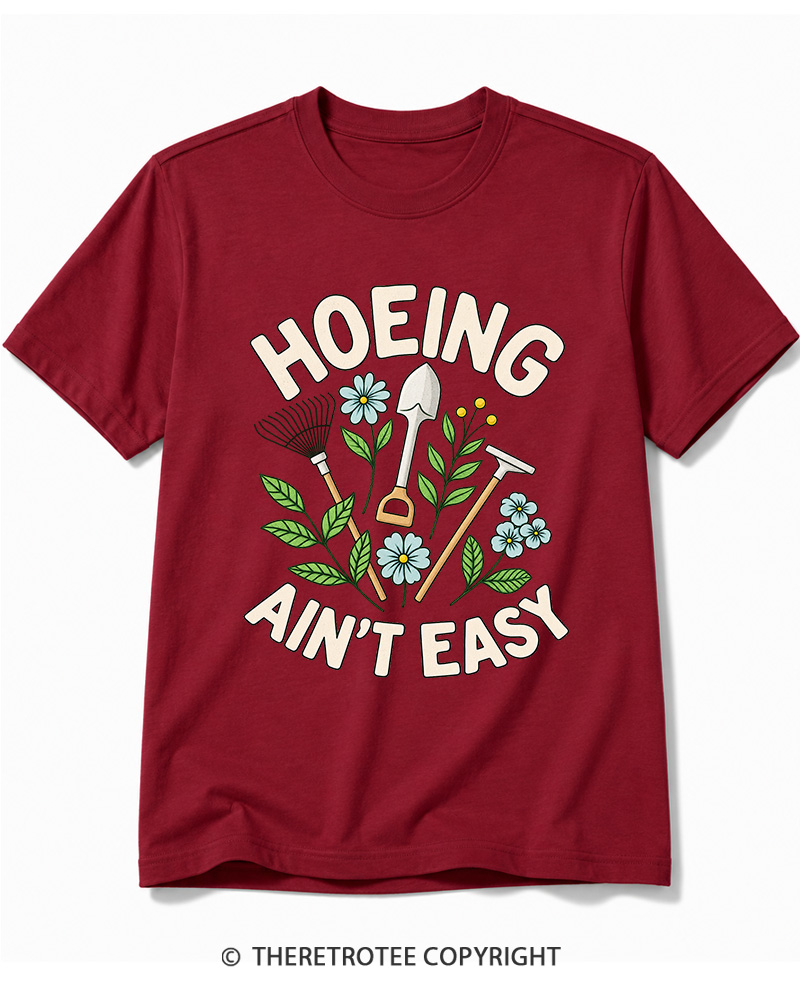 TheRetroTee Hoeing Ain’t Easy 1970s Cotton T-Shirt