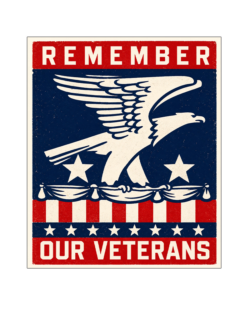 TheRetroTee Remember Our Veterans 1776 Sticker 