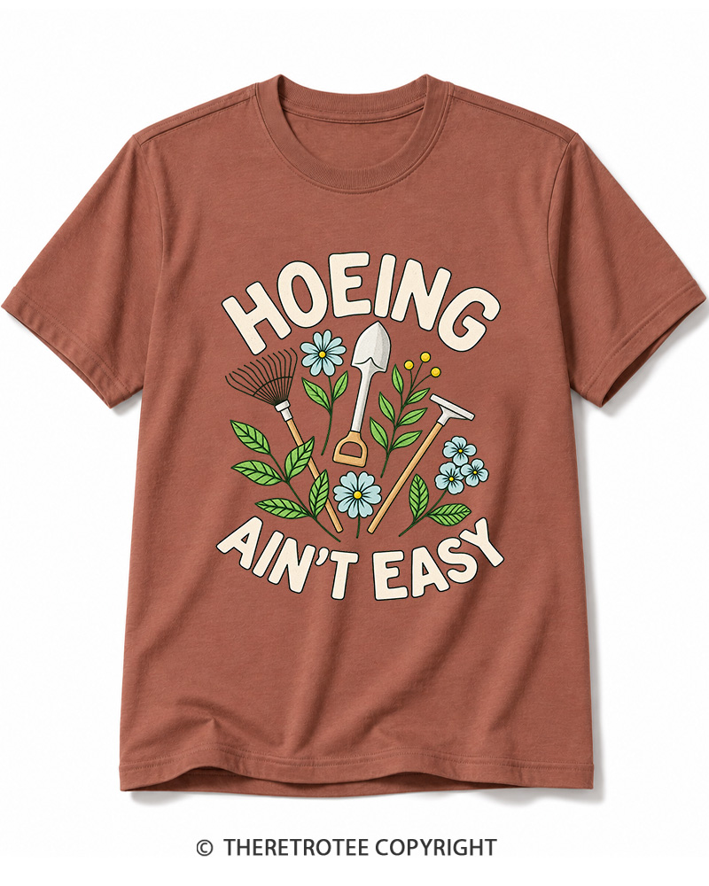 TheRetroTee Hoeing Ain’t Easy 1970s Cotton T-Shirt