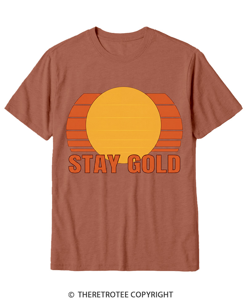 TheRetroTee Stay Gold 1980s Cotton T-Shirt