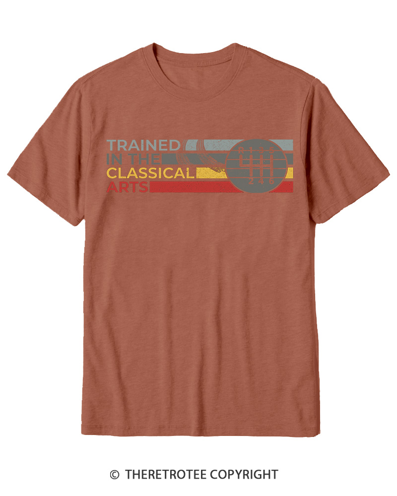 TheRetroTee Trained In The Classical Arts Speed Manual Transmission 1980s Cotton T-Shirt