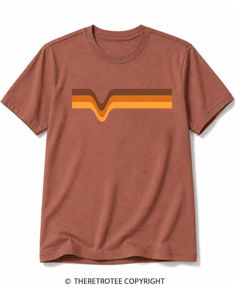 TheRetroTee 1970s Stripes Brown Orange Yellow Cotton T-Shirt